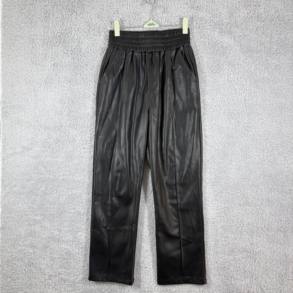 LBLC the Label Milla Faux‎ Leather Ankle Crop Pants Sz M Black High Rise Pull On